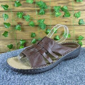Naturalizer Winger Brown Leather Slip-On Sandals Women's 8 Narrow Comfort Casual